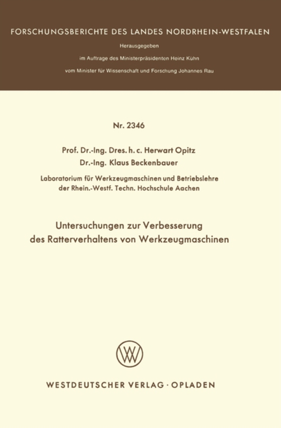 Untersuchungen zur Verbesserung des Ratterverhaltens von Werkzeugmaschinen (e-bog) af Opitz, Herwart