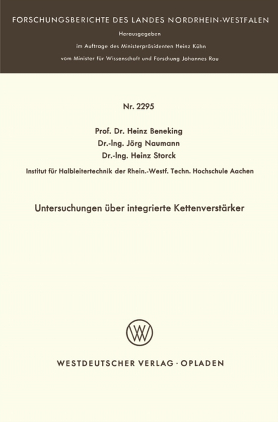 Untersuchungen über integrierte Kettenverstärker (e-bog) af Beneking, Heinz