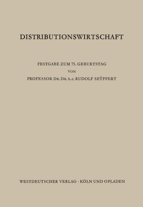 Distributionswirtschaft (e-bog) af Sundhoff, Edmund (Hrsg.)