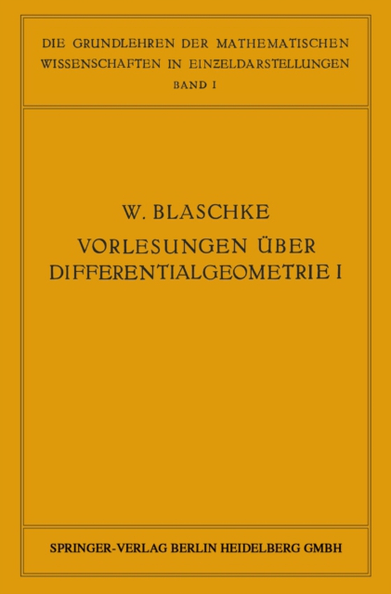 Vorlesungen über Differentialgeometrie und geometrische Grundlagen von Einsteins Relativitätstheorie I