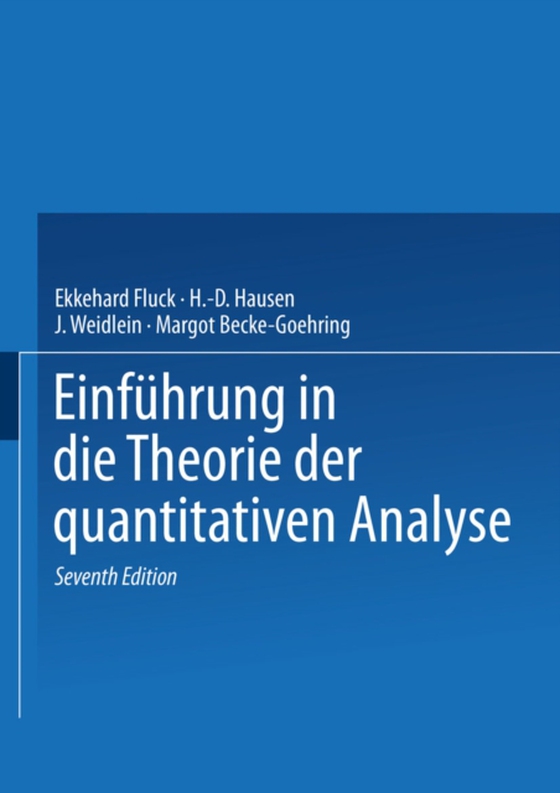 Einführung in die Theorie der quantitativen Analyse (e-bog) af Becke-Goehring, M.