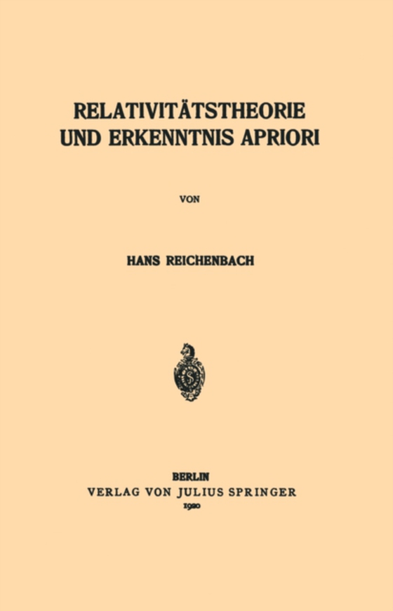 Relativitätstheorie und Erkenntnis Apriori (e-bog) af Reichenbach, Hans