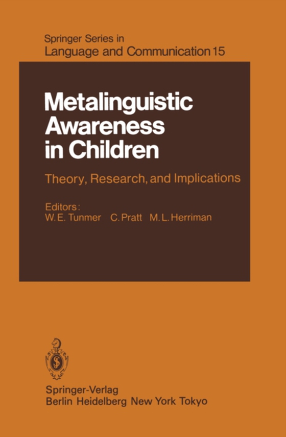 Metalinguistic Awareness in Children (e-bog) af Tunmer, W.E.