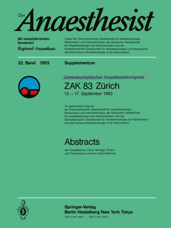 Zentraleuropôischer Anaesthesiekongress ZAK 83 Zürich (e-bog) af -