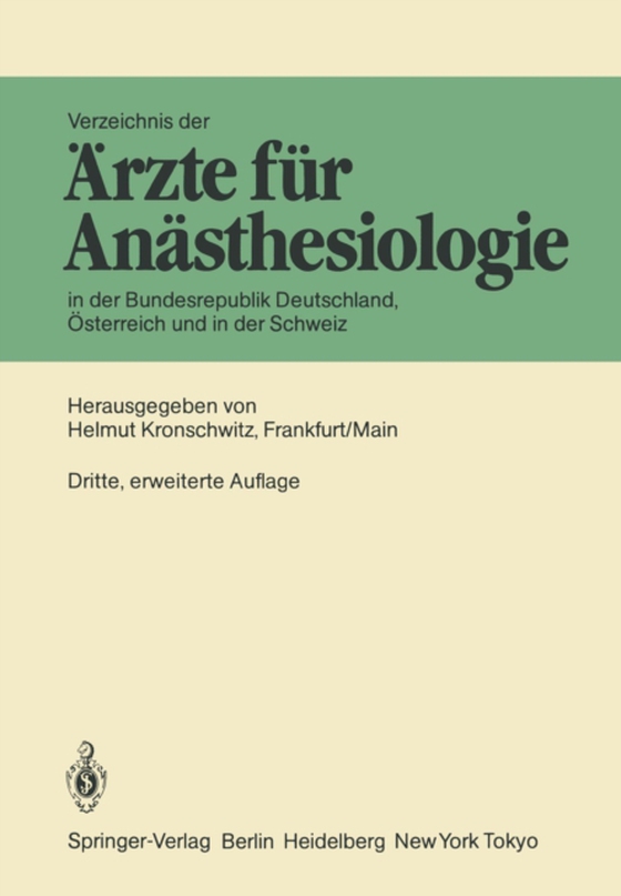 Verzeichnis der Ärzte für Anästhesiologie in der Bundesrepublik Deutschland, Österreich und der Schweiz (e-bog) af -