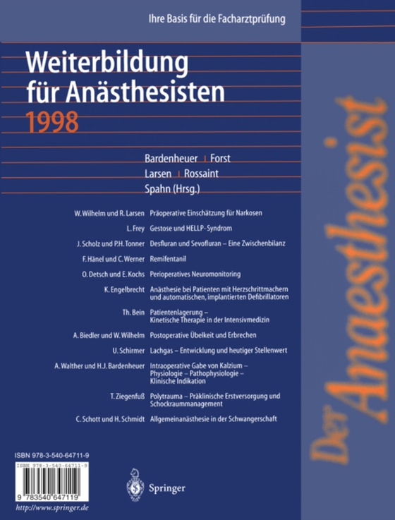 Der Anaesthesist Weiterbildung für Anästhesisten 1998