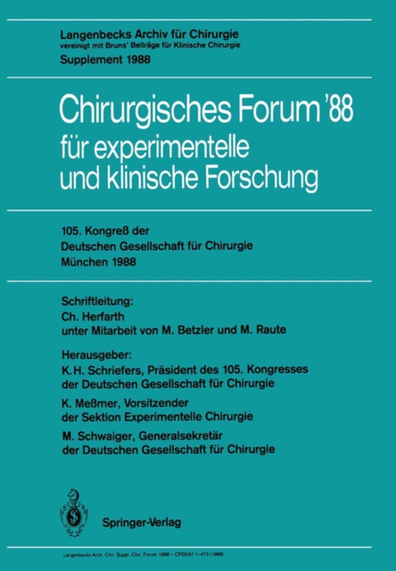 105. Kongreß der Deutschen Gesellschaft für Chirurgie München, 6.–9. April 1988 (e-bog) af -