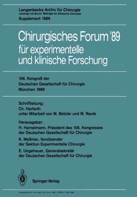 106. Kongreß der Deutschen Gesellschaft für Chirurgie München, 29. März — 1. April 1989 (e-bog) af -