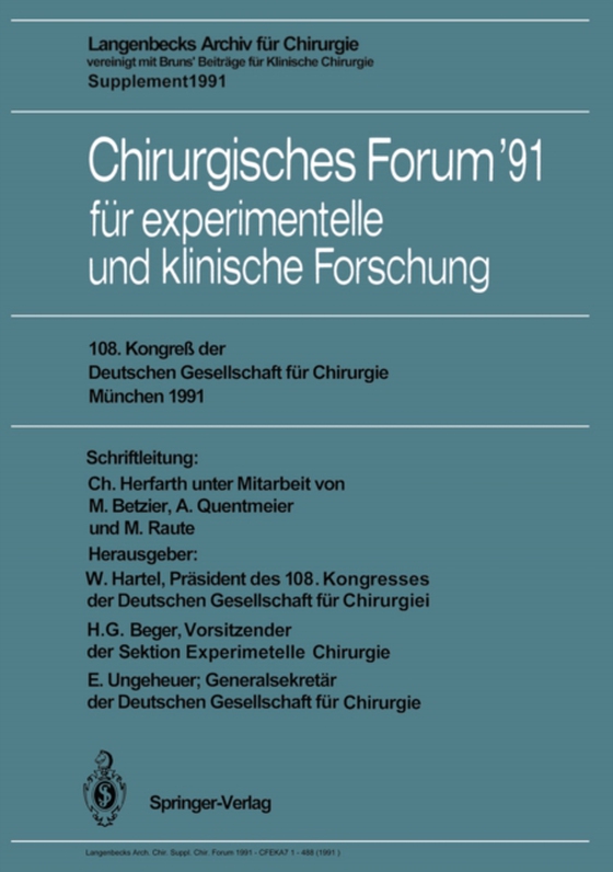 Chirurgisches Forum ’91 für experimentelle und klinische Forschung (e-bog) af -