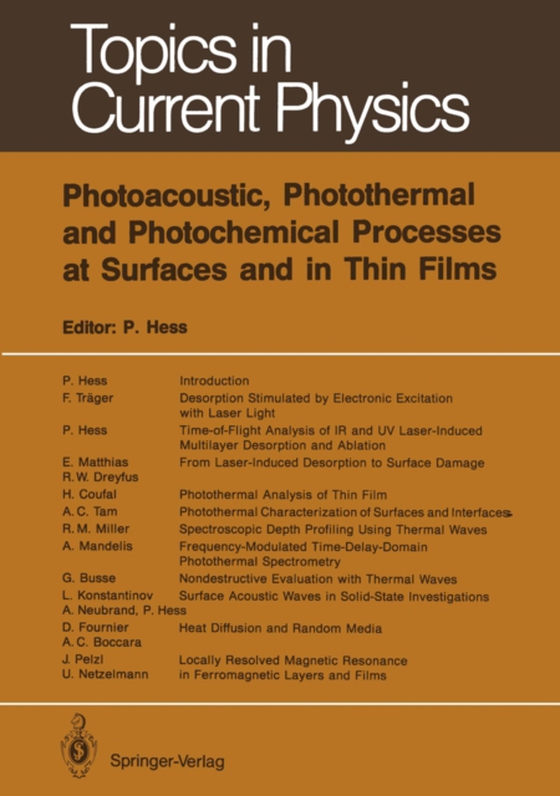 Photoacoustic, Photothermal and Photochemical Processes at Surfaces and in Thin Films (e-bog) af -