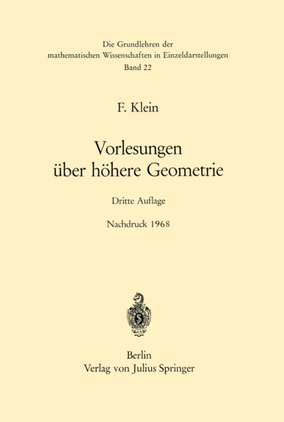 Vorlesungen über Höhere Geometrie