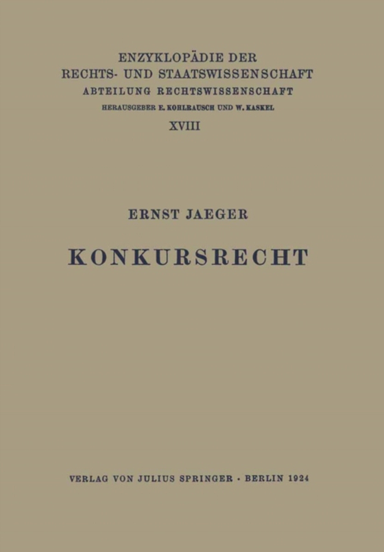 Konkursrecht (e-bog) af Jaeger, Ernst