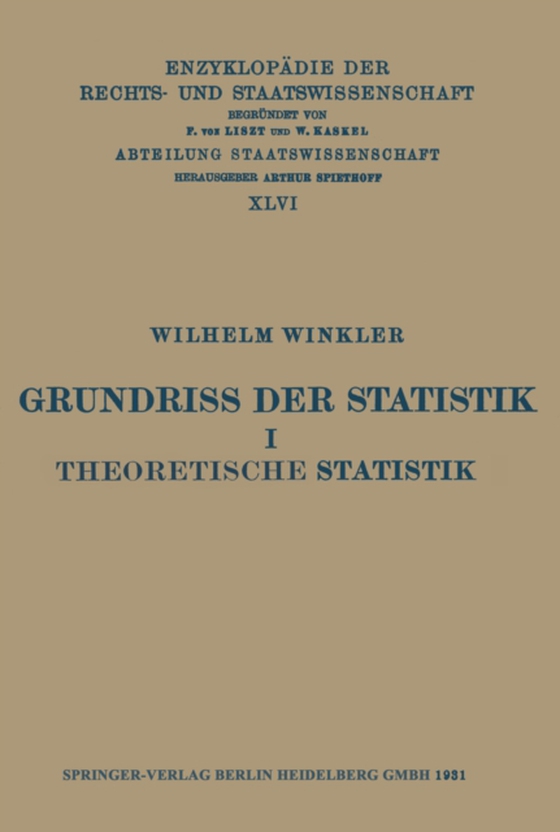 Grundriss der Statistik I Theoretische Statistik (e-bog) af Winkler, Wilhelm