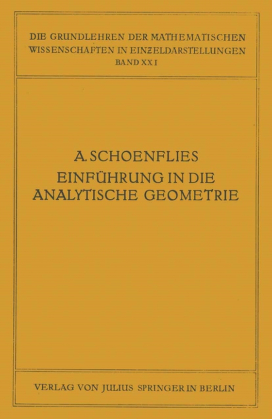 Einführung in die Analytische Geometrie der Ebene und des Raumes