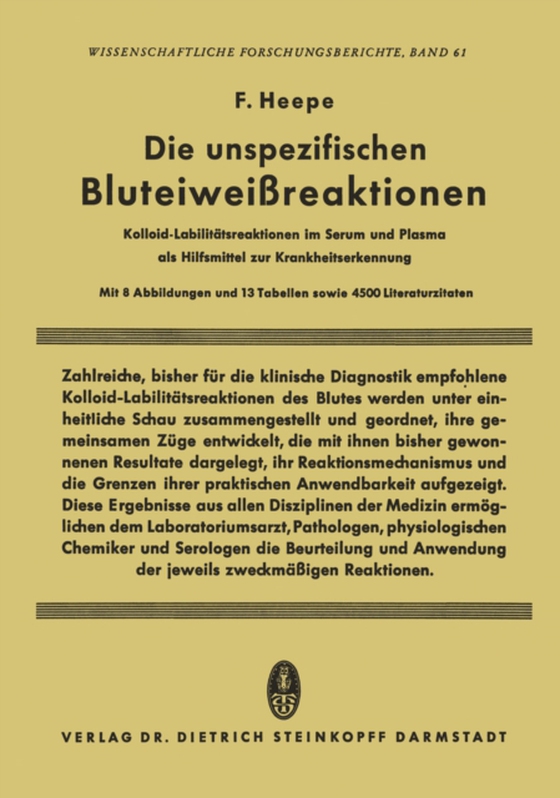 Die unspezifischen Bluteiweissreaktionen