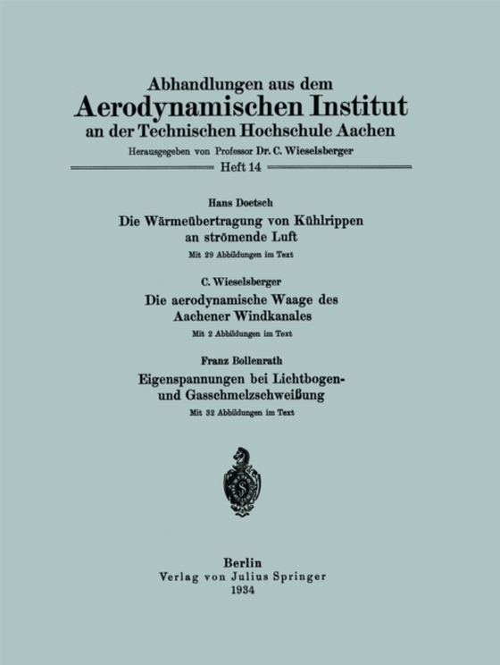 Abhandlungen aus dem Aerodynamischen Institut an der Technischen Hochschule Aachen (e-bog) af Bollenrath, NA