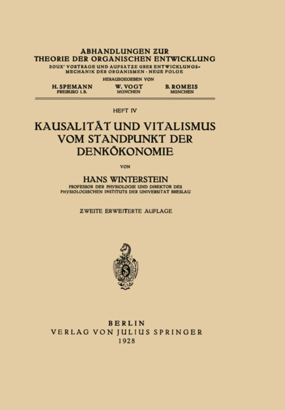 Kausalität und Vitalismus vom Standpunkt der Denkökonomie (e-bog) af Winterstein, Hans