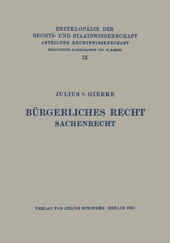 Bürgerliches Recht Sachenrecht (e-bog) af Gierke, Julius v.