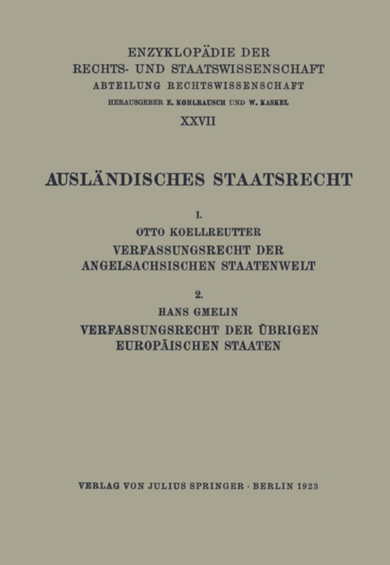 Ausländisches Staatsrecht (e-bog) af Koellreutter, Otto