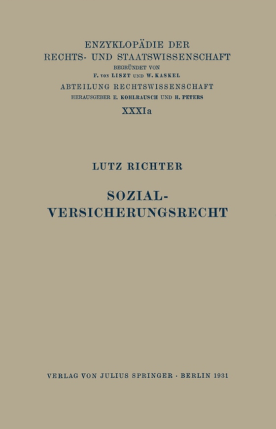 Sozialversicherungsrecht (e-bog) af Richter, Lutz