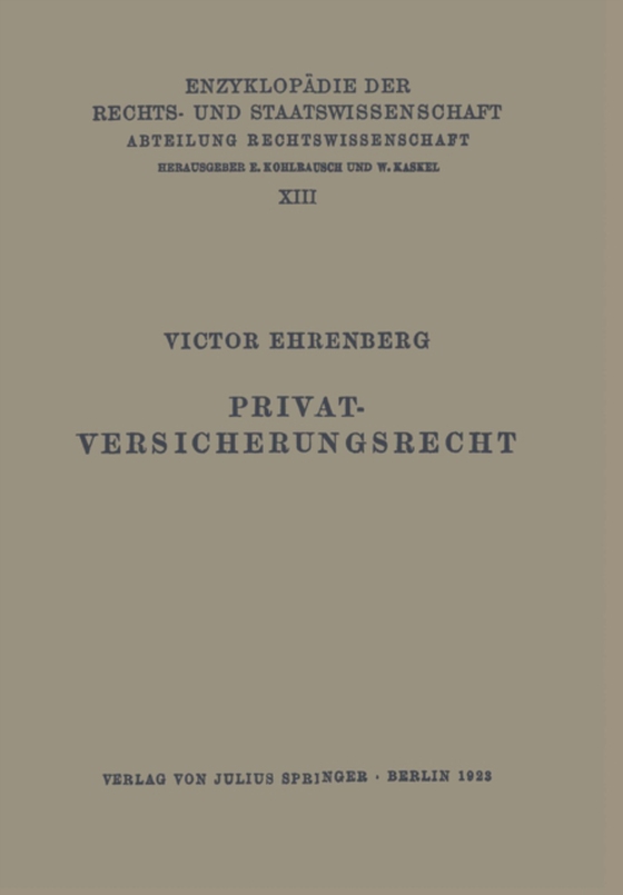 Privatversicherungsrecht (e-bog) af Ehrenberg, Victor