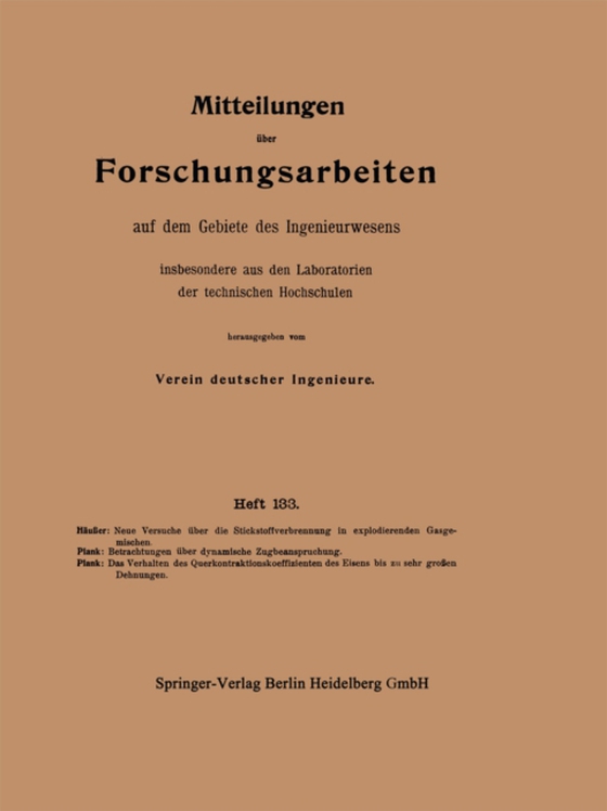 Mitteilungen über Forschungsarbeiten auf dem Gebiete des Ingenieurwesens