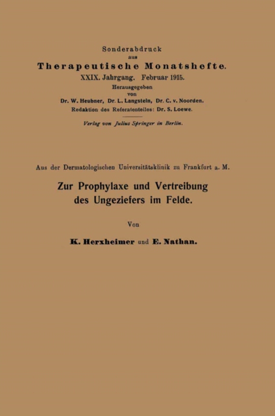 Zur Prophylaxe und Vertreibung des Ungeziefers im Felde