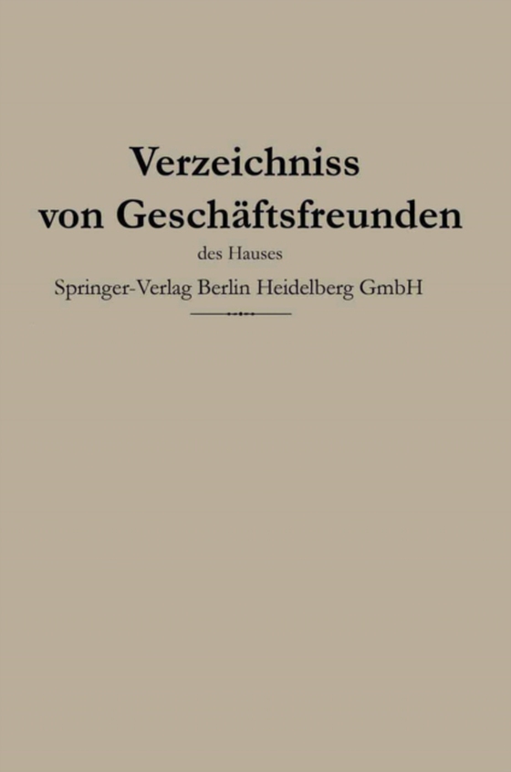 Verzeichniss von Geschäftsfreunden des Hauses