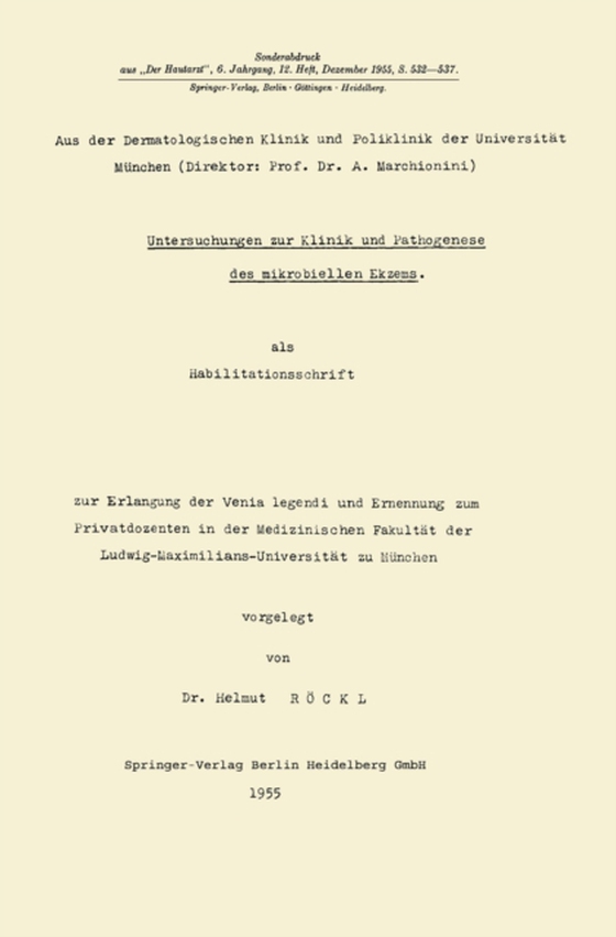 Untersuchungen zur Klinik und Pathogenese des mikrobiellen Ekzems (e-bog) af Rockl, Helmut