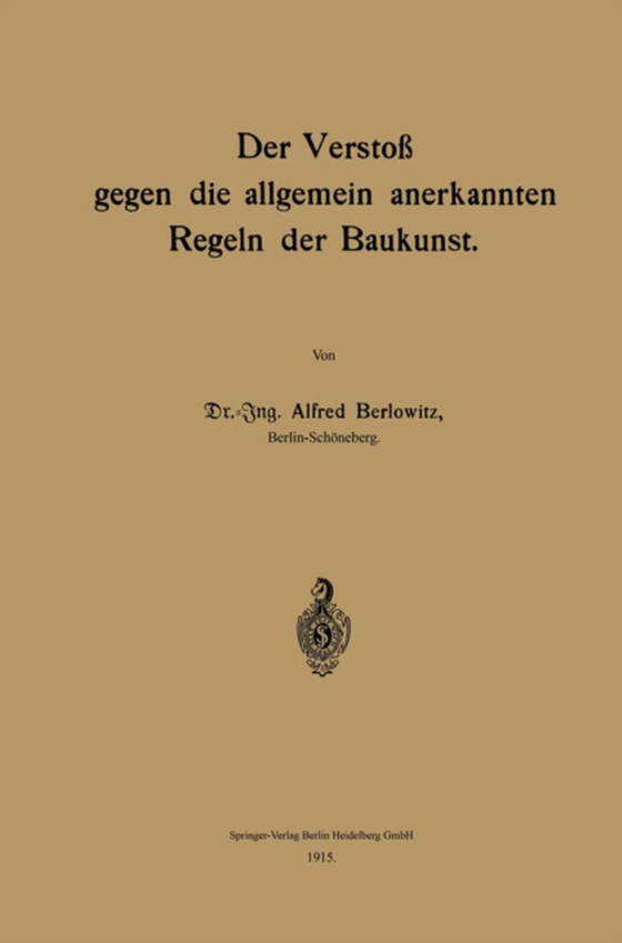 Der Verstoß gegen die allgemein anerkannten Regeln der Baukunst (e-bog) af Berlowitz, Alfred