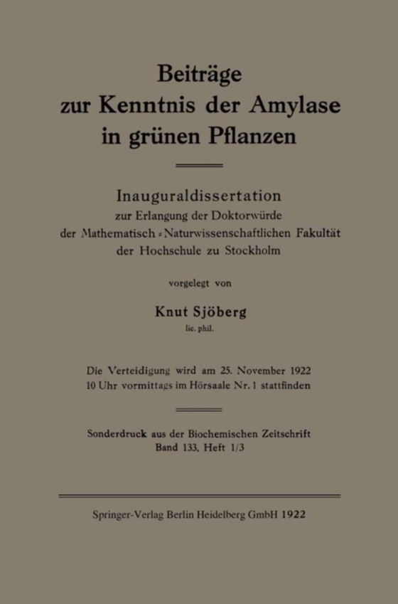 Beiträge zur Kenntnis der Amylase in grünen Pflanzen