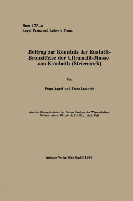 Beitrag zur Kenntnis der Enstatit-Bronzitfelse der Ultramafit-Masse von Kraubath (Steiermark) (e-bog) af Laskovic, Franz