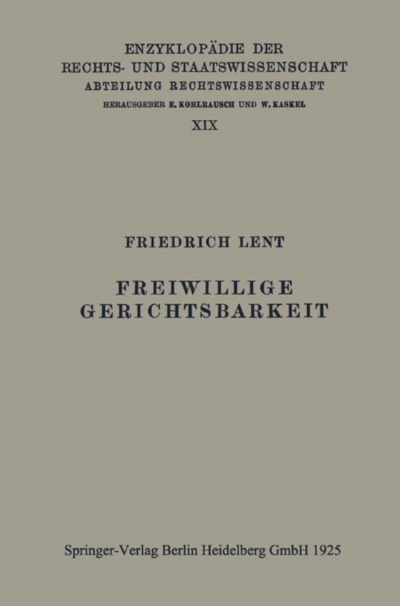 Freiwillige Gerichtsbarkeit (e-bog) af Lent, Friedrich