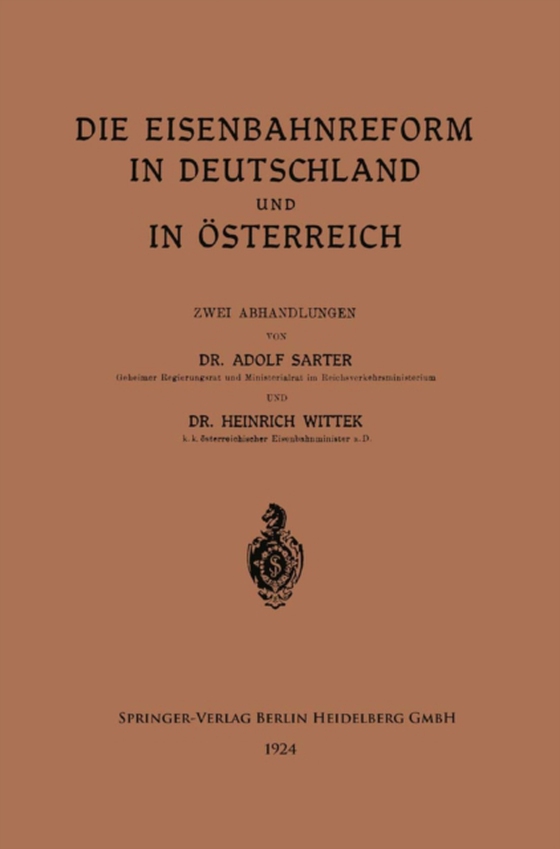 Die Eisenbahnreform in Deutschland und in Österreich (e-bog) af Wittek, Heinrich Ferd... Carl von