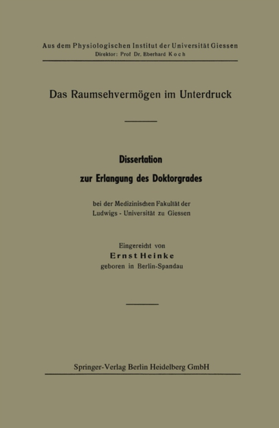 Das Raumsehvermögen im Unterdruck (e-bog) af Heinke, Ernst