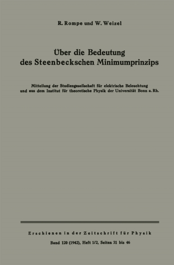 Über die Bedeutung des Steenbeckschen Minimumprinzips (e-bog) af Weizel, Walter