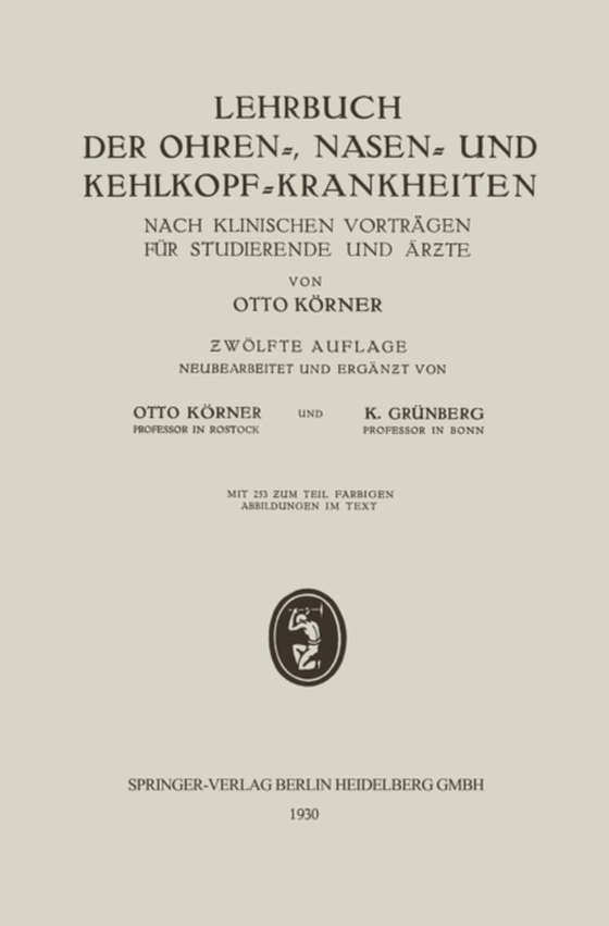 Lehrbuch der Ohren-, Nasen- und Kehlkopf-Krankheiten