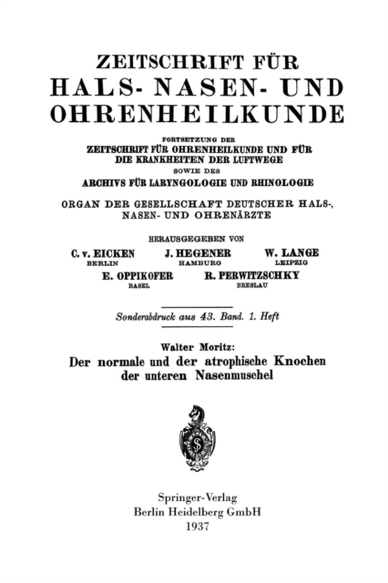 Der normale und der atrophische Knochen der unteren Nasenmuschel (e-bog) af Moritz, Walter