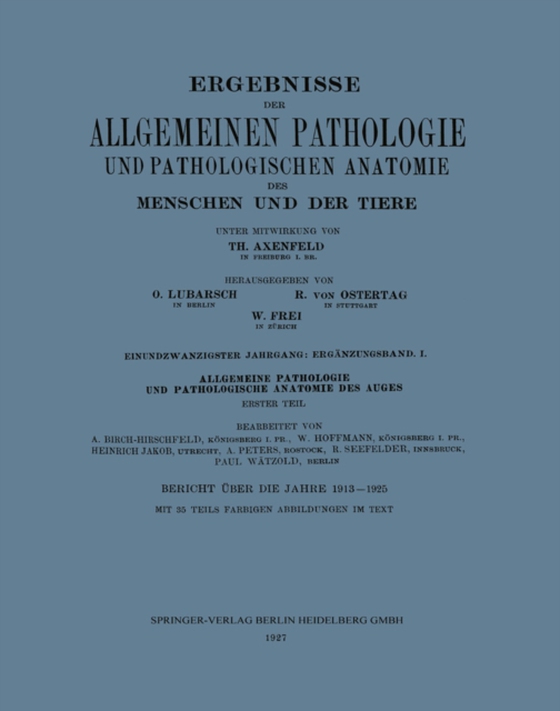 Ergebnisse der Allgemeinen Pathologie und Pathologischen Anatomie des Menschen und der Tiere (e-bog) af Watzold, Paul