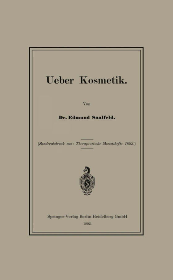 Ueber Kosmetik (e-bog) af Saalfeld, Edmund