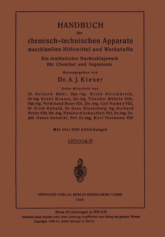 Handbuch der chemisch-technischen Apparate maschinellen Hilfsmittel und Werkstoffe (e-bog) af Thormann, Kurt