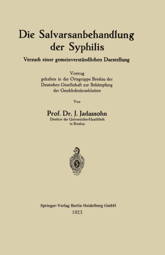 Die Salvarsanbehandlung der Syphilis (e-bog) af Jadassohn, Josef