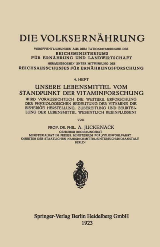 Unsere Lebensmittel vom Standpunkt der Vitaminforschung