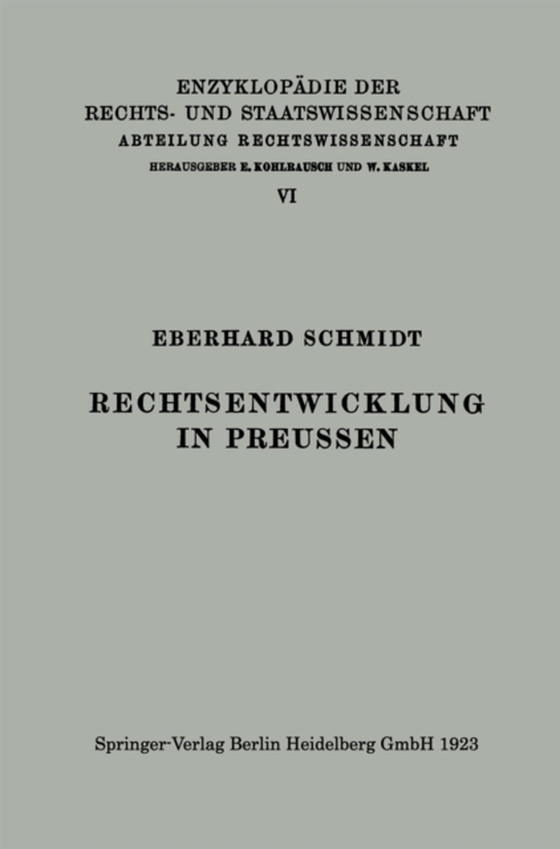 Rechtsentwicklung in Preussen (e-bog) af Schmidt, Eberhard