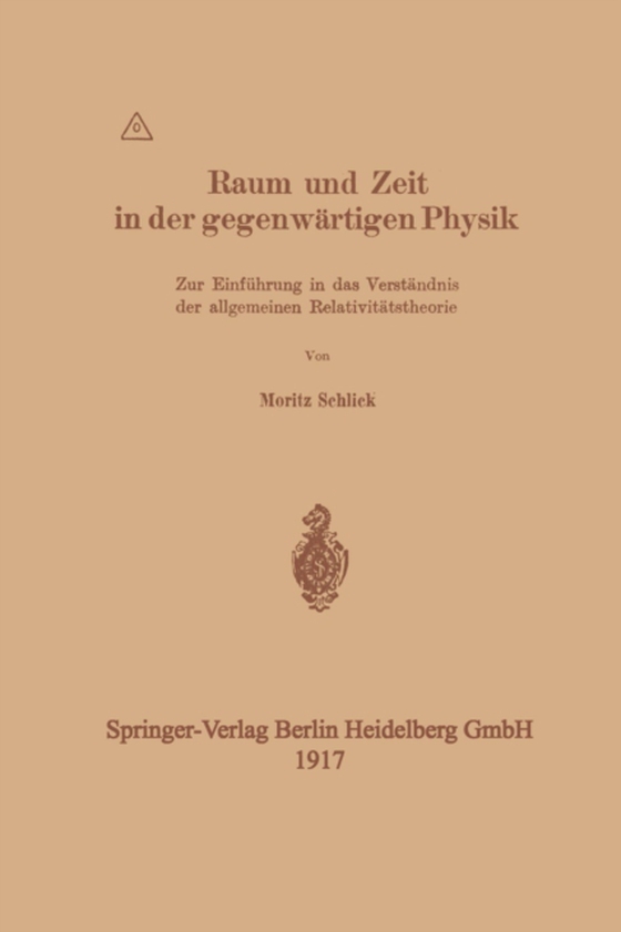 Raum und Zeit in der gegenwärtigen Physik (e-bog) af Schlick, Moritz