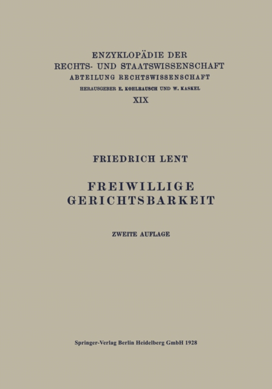 Freiwillige Gerichtsbarkeit (e-bog) af LENT, Friedrich