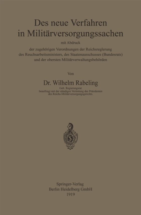 Das neue Verfahren in Militärversorgungssachen (e-bog) af Rabeling, Wilhelm