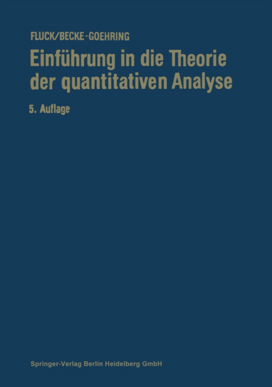 Einführung in die Theorie der quantitativen Analyse (e-bog) af Becke-Goehring, Margot