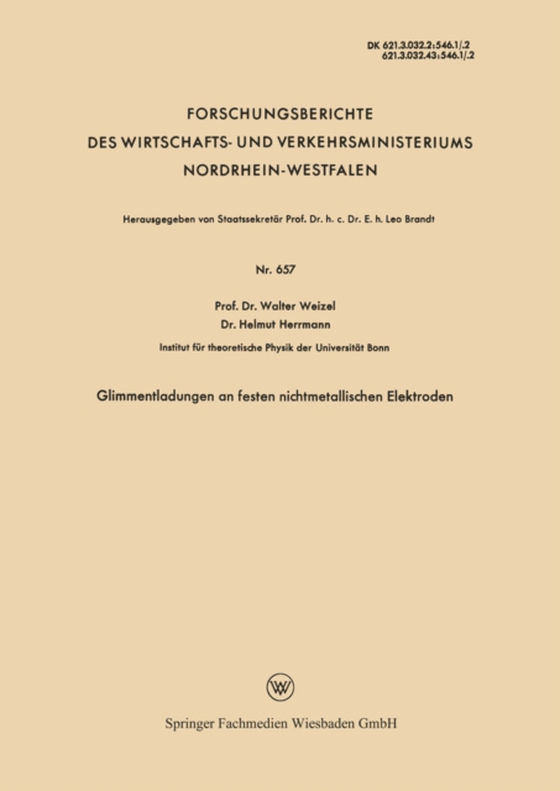 Glimmentladungen an festen nichtmetallischen Elektroden (e-bog) af Weizel, Walter