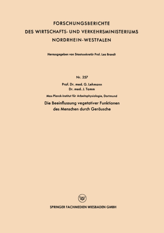 Die Beeinflussung vegetativer Funktionen des Menschen durch Geräusche (e-bog) af Lehmann, Gunther